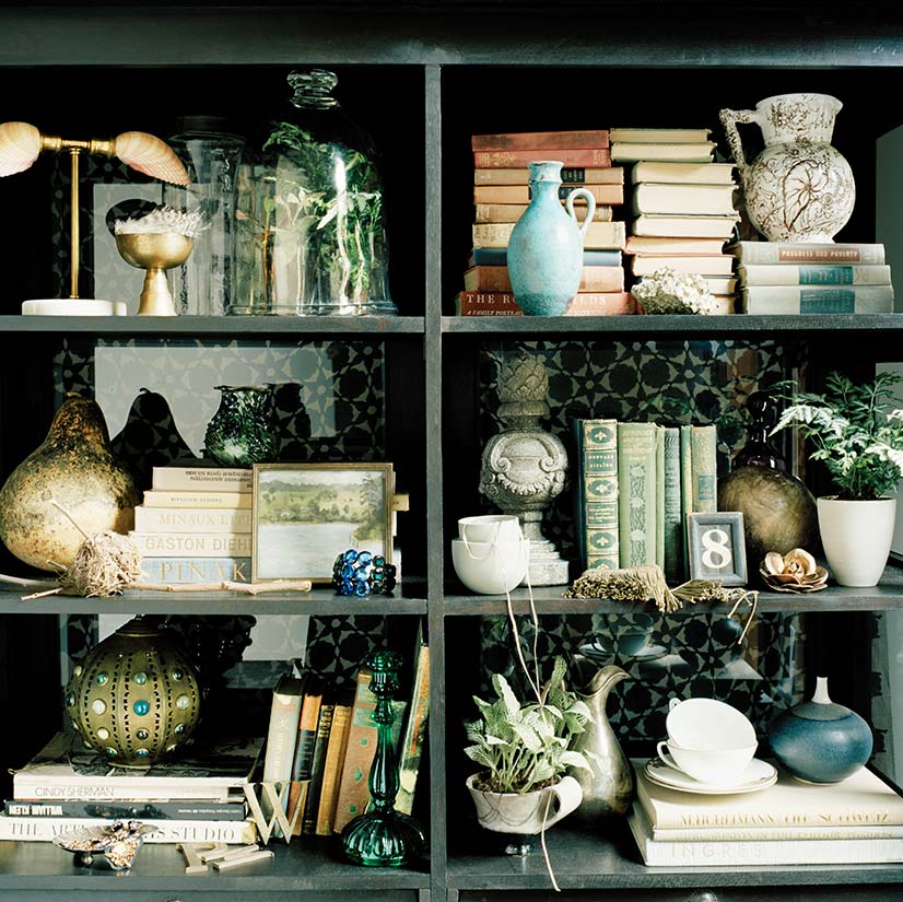 Details of living room shelving storage